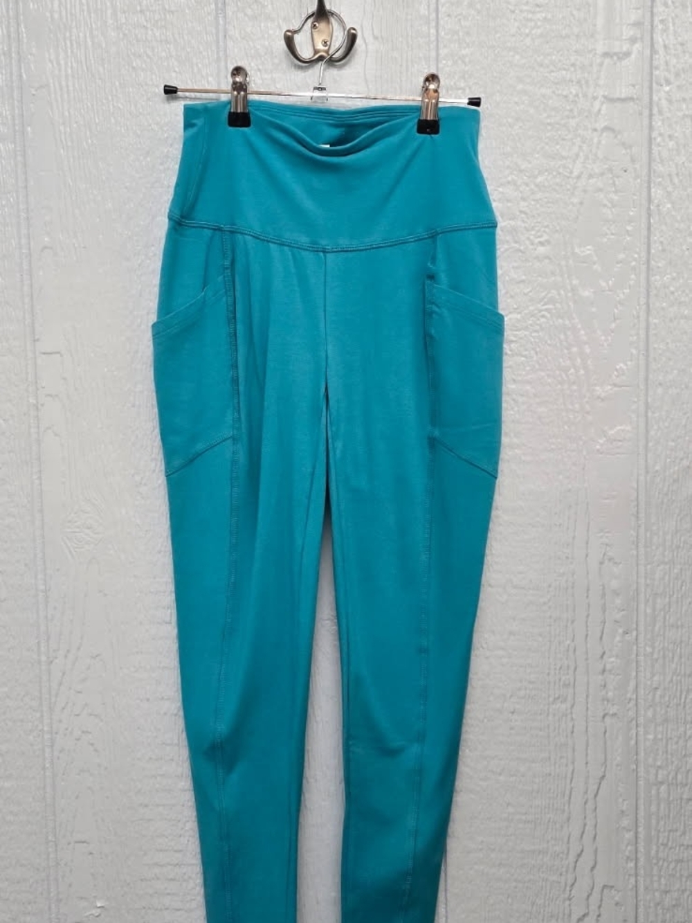 New Medium Aqua Zenana High-Waist Leggings with Side Pockets